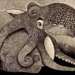 「花時雨」15×15 石粉粘土、鉛筆